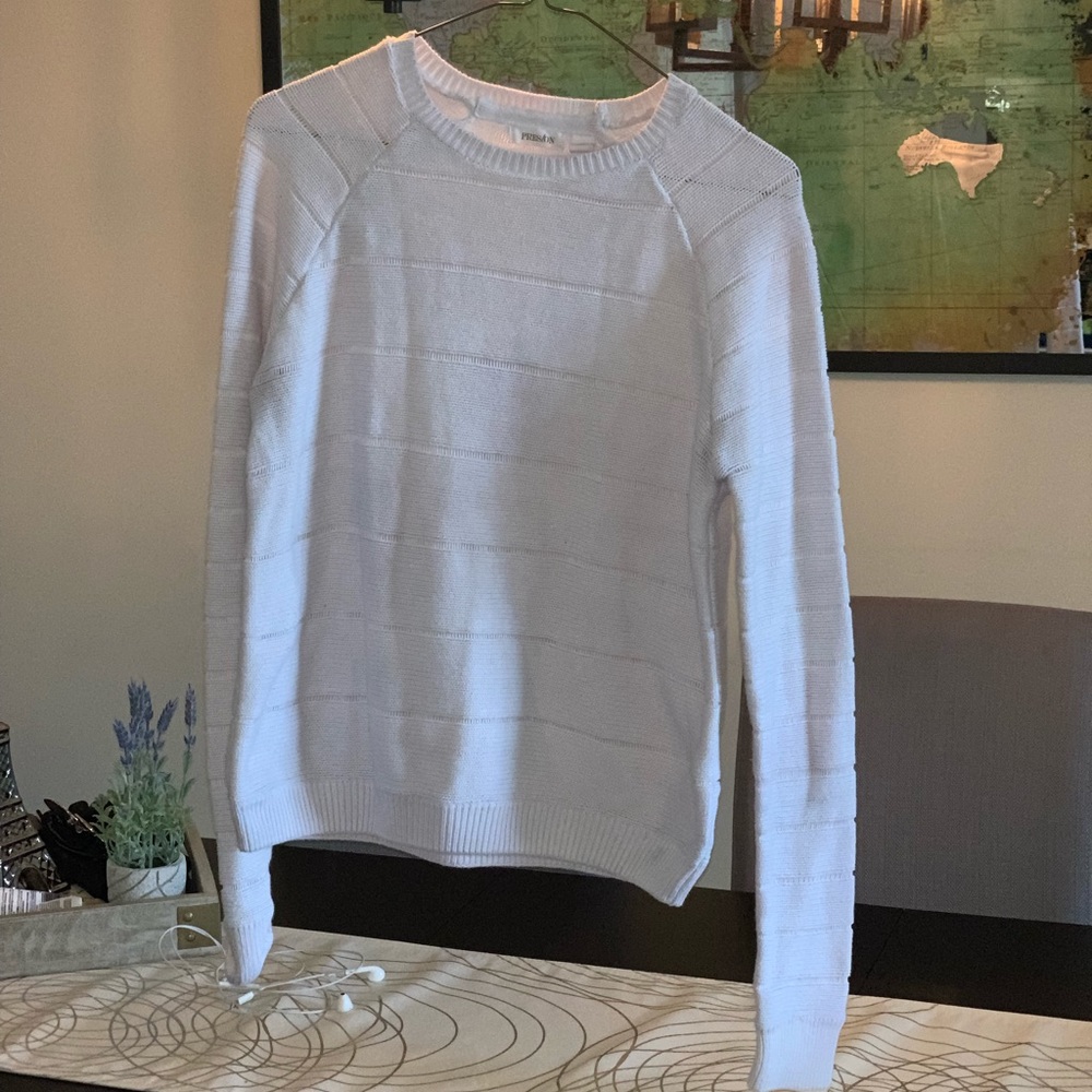 Preston Eyelet White Sweater Top Small Pointelle